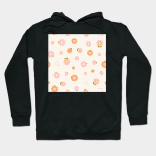 Sweet pink and orange flowers over beige Hoodie